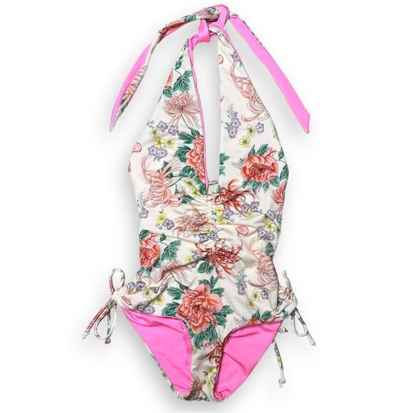 Free People x HAH In A Ruche Printed Deep V Reversible One Piece Swimsuit - Picture 15 of 16